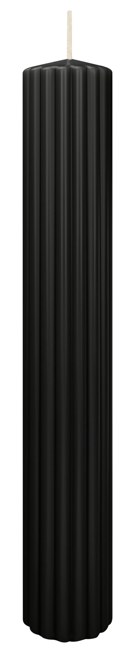 RILLEN KERZEN Grau 300 x Ø 45 mm, 4 Stück - Schwarz, Paraffin (8/15/15cm) - Wiedemann Kerzen