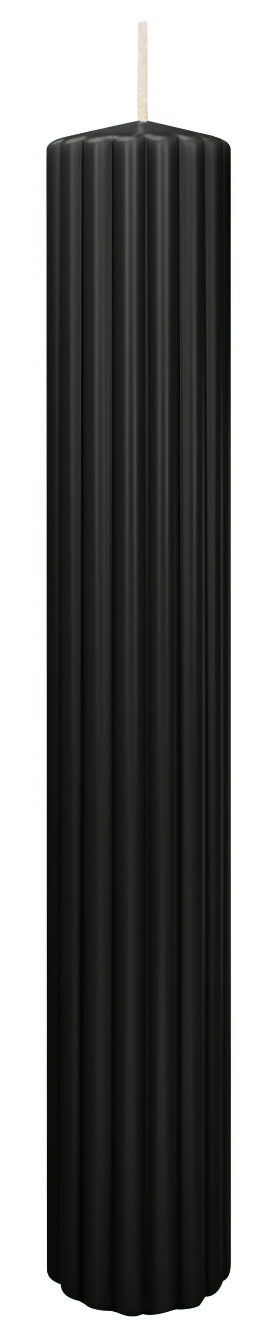 RILLEN KERZEN Grau 300 x Ø 45 mm, 4 Stück - Schwarz, Paraffin (8/15/15cm) - Wiedemann Kerzen