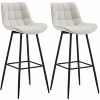 BARHOCKER 2er Set Stoff creme - Creme/Schwarz, Textil/Metall (47/106/52cm) - CLP