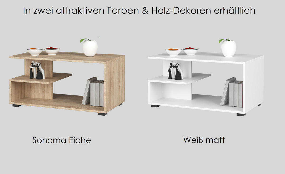 COUCHTISCH Rechteckig Weiß 90/44/50 cm - Weiß, Holzwerkstoff (50/90/44cm) - designimpex