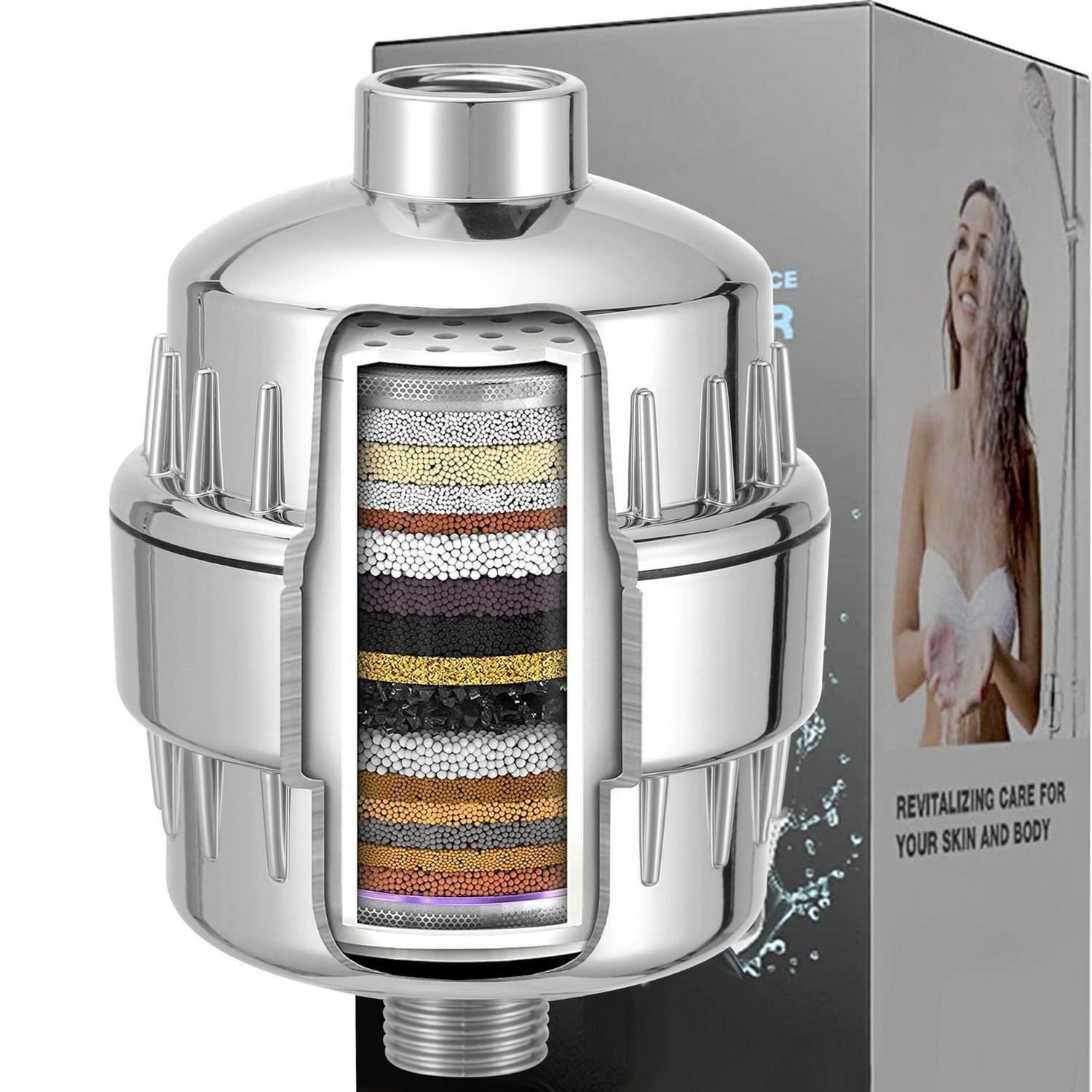 DUSCHFILTER mit 20-stufiger Filtration 15 cm - Silberfarben, Metall (12/15/12cm)
