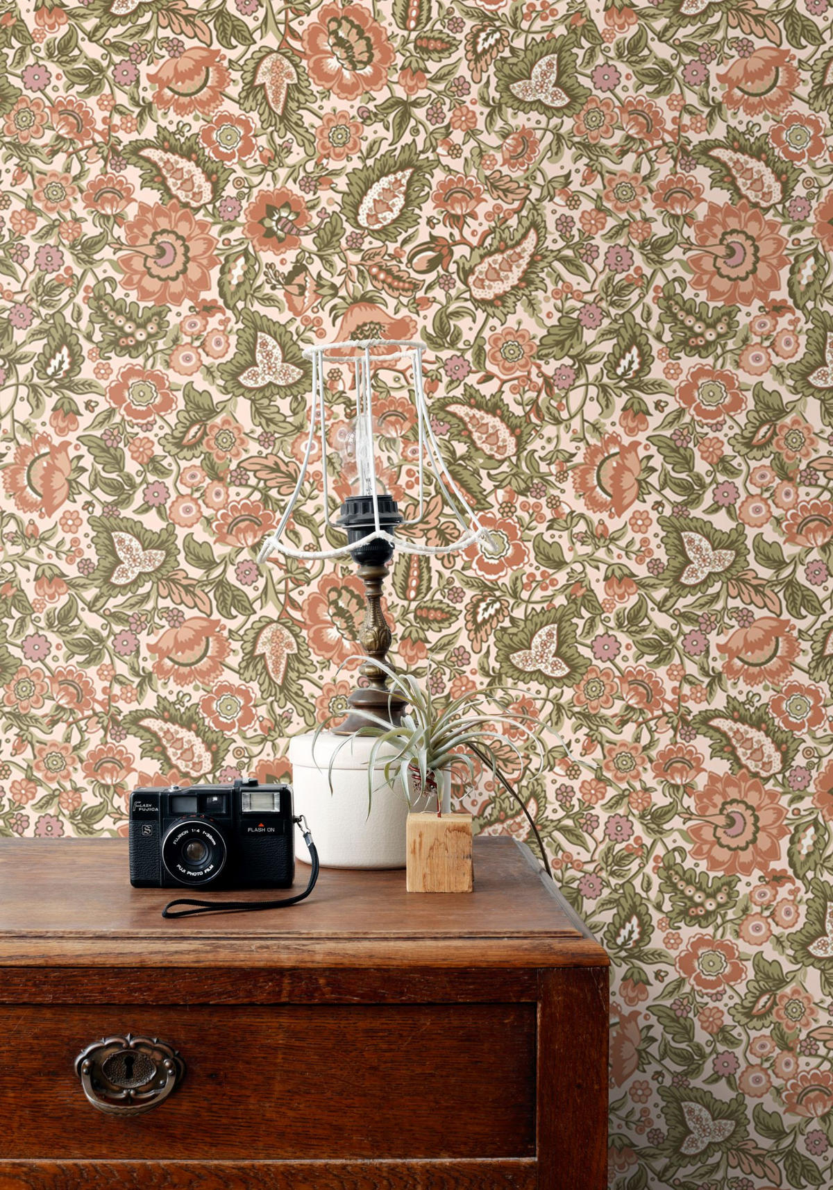 TAPETE Blumenmuster 50 x 900 cm - Terracotta, Papier (50/900cm) - ESTAhome