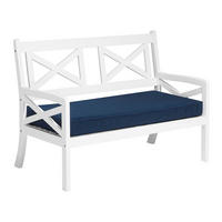 GARTENBANK Akazienholz weiß Auflage marineblau 120 cm Baltic - Blau/Weiß, Holz (121/90/68cm) - Beliani
