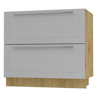 SCHUBLADENUNTERSCHRANK Bari D2/90 Eiche Artisan / RAL 7040 fenstergrau 90 / 50 / 82cm HETTICH Vollauszug - Eiche Artisan/Grau, Holz/Holzwerkstoff (90/82/50cm) - Feldmann-Wohnen
