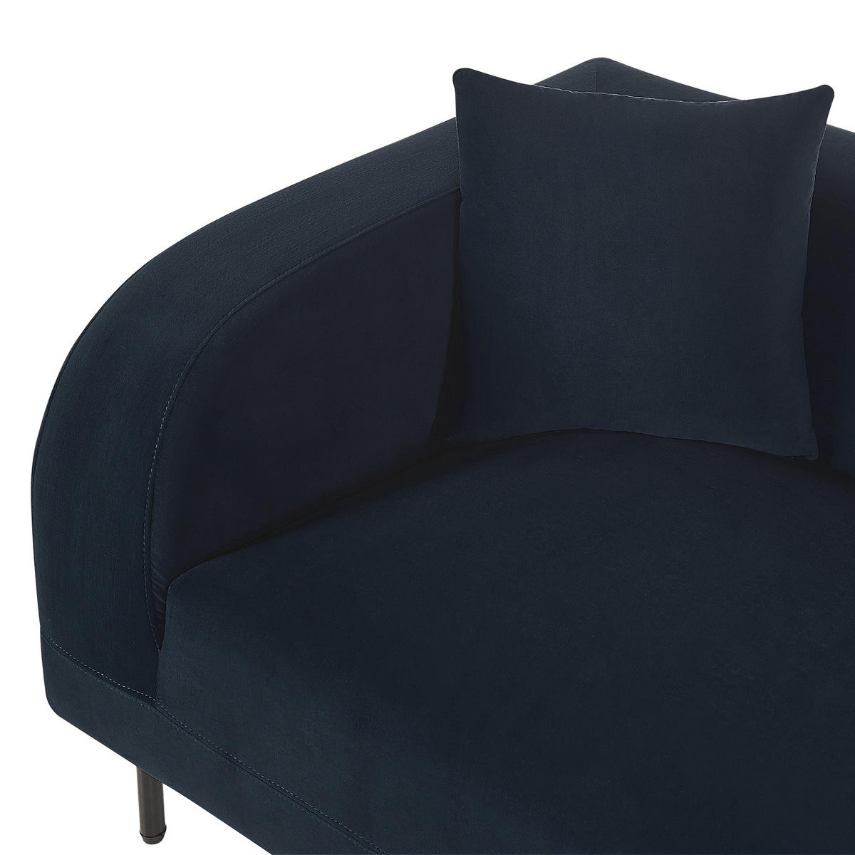 CHAISELONGUE Samtstoff dunkelblau linksseitig Le Crau - Blau, Textil (170/65/84cm) - Beliani