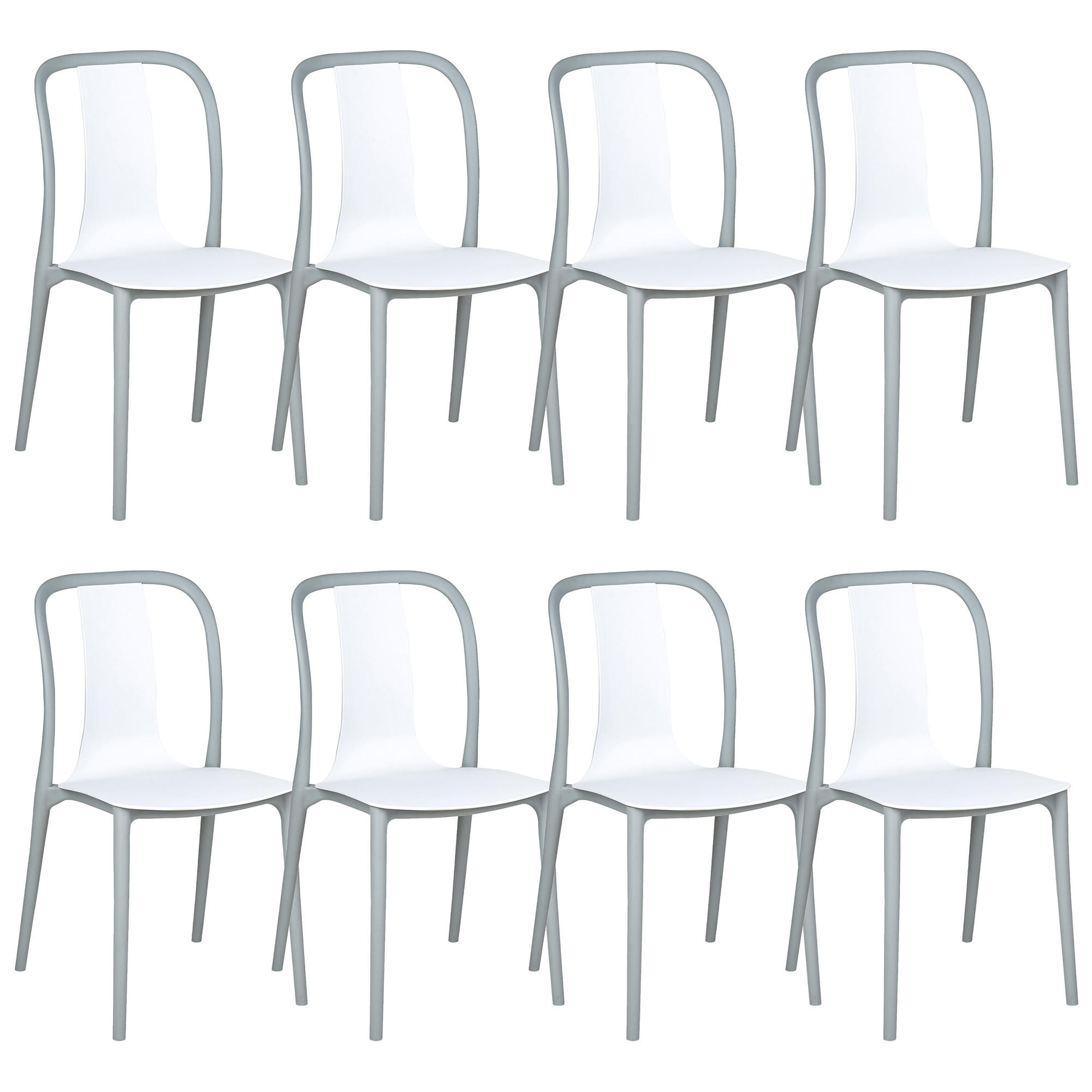 VRTNA STOLICA set od 8 plastika bijeli/sivi Spezia - bijela/siva, plastika (42/89/49cm) - Beliani