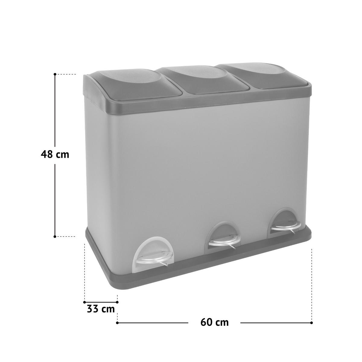 MÜLLEIMER TC3X15 - Silberfarben, Metall (60/48/33cm) - SVITA