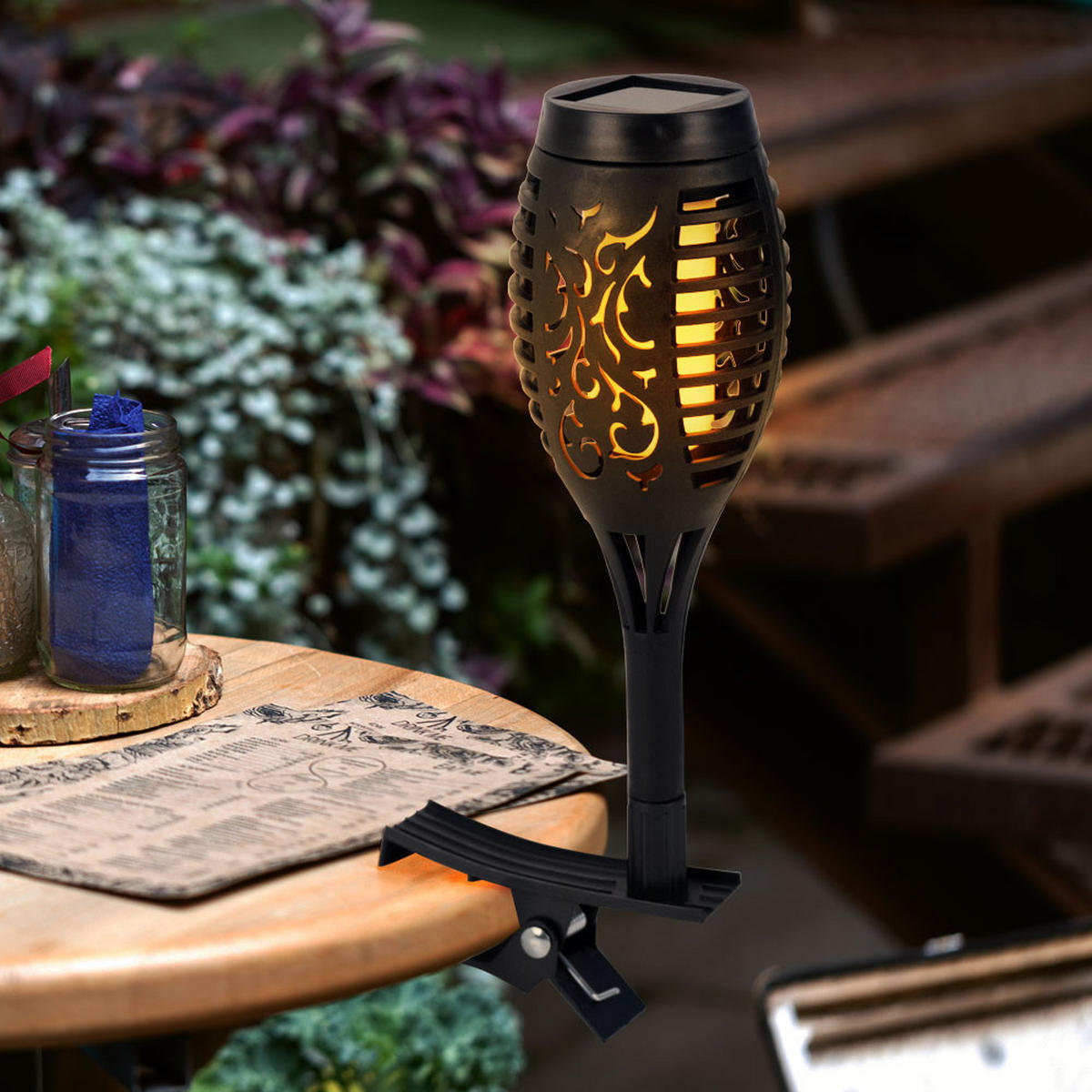 LED AUSSENLEUCHTE Solarfackeln Schwarz - Schwarz, Kunststoff (7.5/7.5/26cm)