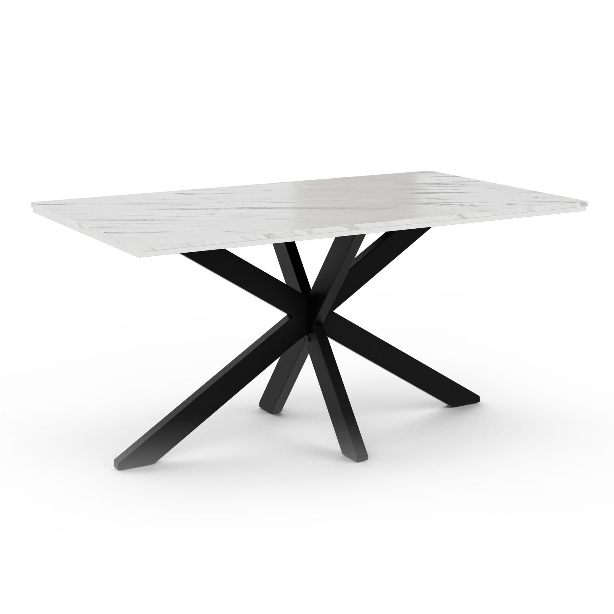 Prospero Esstisch Weiß, Schwarz 90x76.5x160 cm