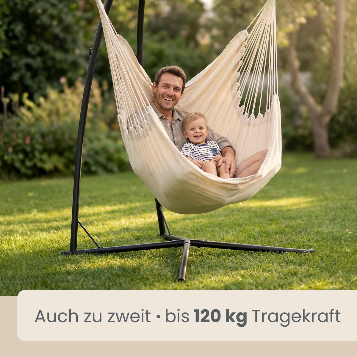 HÄNGESESSELGESTELL bis 120kg, 215cm, Schwarz - Schwarz, Metall (110/110/215cm) - Amanka