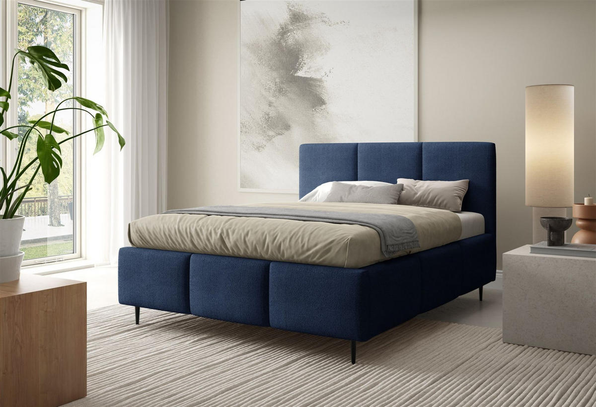 POLSTERBETT Miami Komplettset - Blau, Holzwerkstoff/Textil (180/200cm) - Fun Möbel
