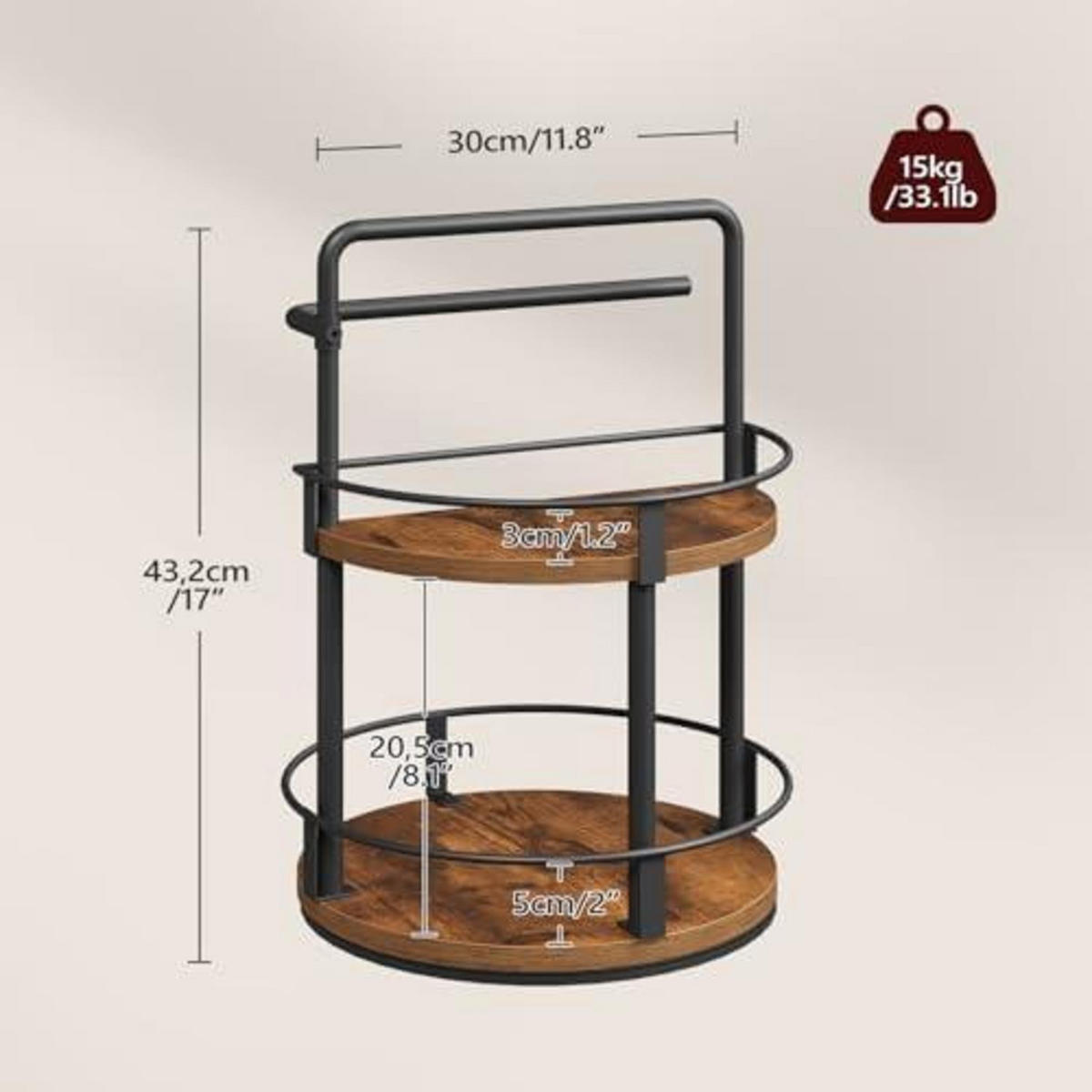 BARHOCKER 2er Set mit Gewürzregal Vintagebraun und Schwarz - Multicolor, Holzwerkstoff (30/94/38cm)
