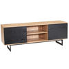 TV-LOWBOARD mit Eiche-Dekor und 2 Türen, modern, Braun-Schwarz 150x40x55 cm - Schieferfarben/Schwarz, Holzwerkstoff/Metall (150/55/40cm) - KADIMA DESIGN