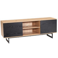 TV-LOWBOARD mit Eiche-Dekor und 2 Türen, modern, Braun-Schwarz 150x40x55 cm - Schieferfarben/Schwarz, Holzwerkstoff/Metall (150/55/40cm) - KADIMA DESIGN