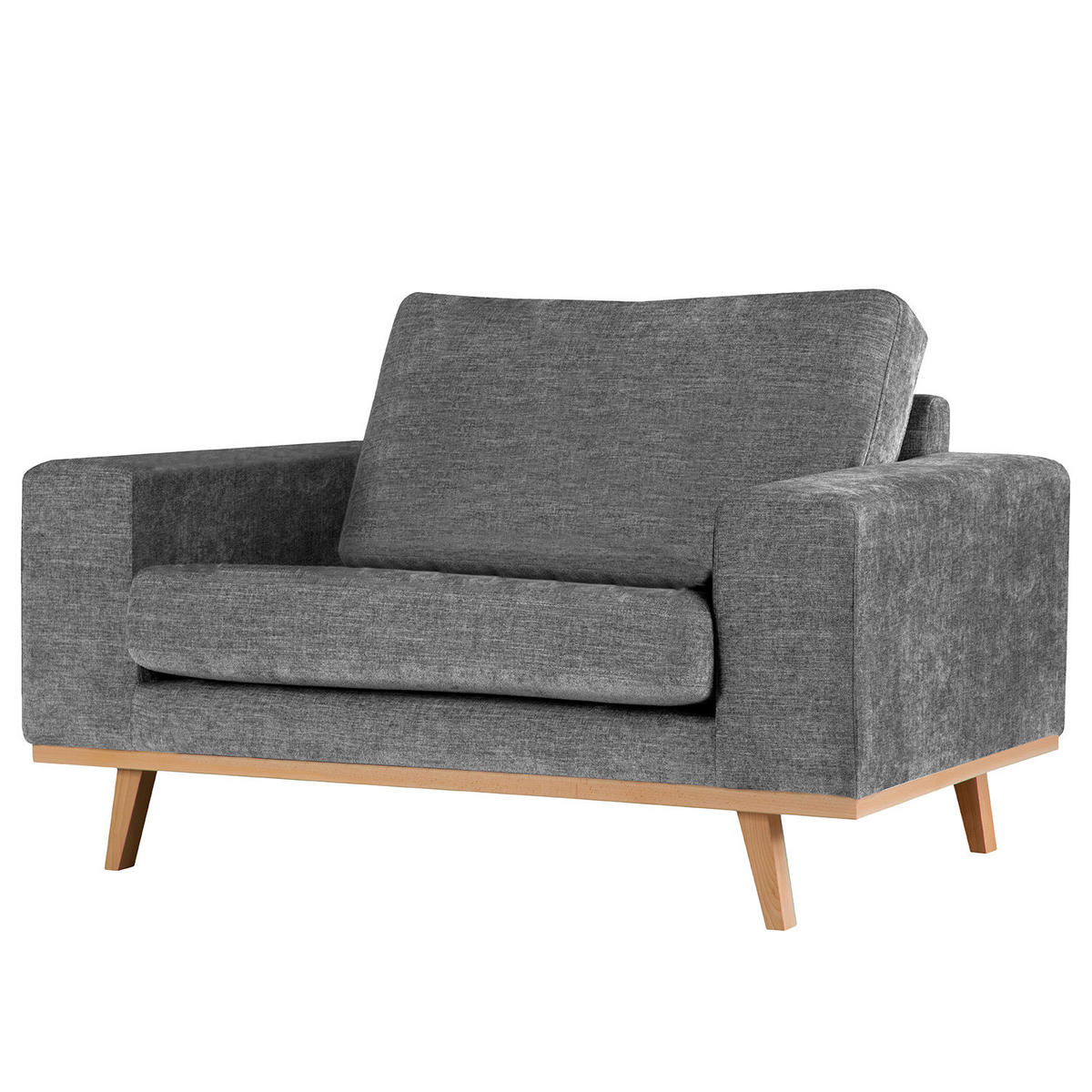 SESSEL - Dunkelgrau/Buchefarben, Buchenholz/Textil (122/81/88cm) - home24