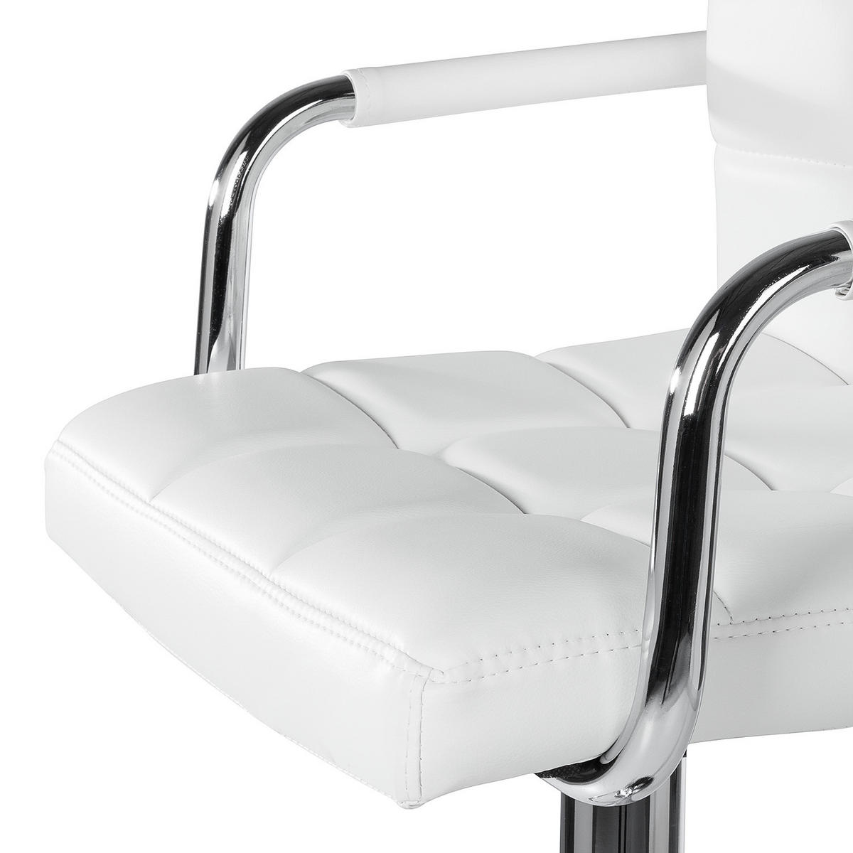 BARSTUHL - Metall / Kunstleder - Chromfarben/Weiß, Leder/Kunststoff (53/96/49cm) - home24