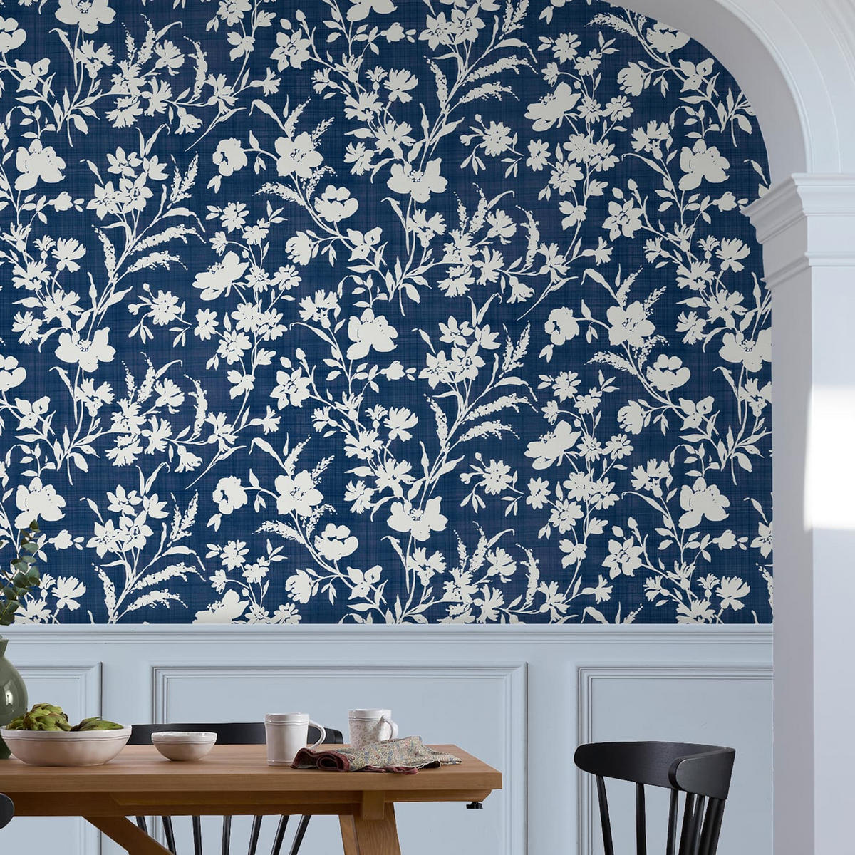 VLIESTAPETE Rye Midnight Seaspray Blau| Dunkelblau Weiß | Blumen | 10mx52cm - Blau, Papier/Kunststoff (1000/1000cm) - Graham & Brown