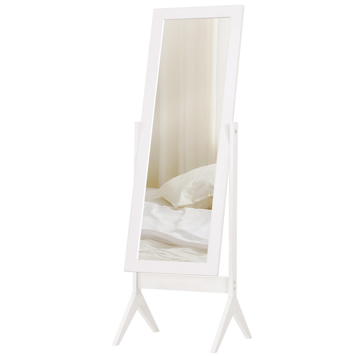 STANDSPIEGEL DE-09771 neigbar, mit erhöhten Füßen Weiß - Weiß, Holzwerkstoff (47/148/46cm) - ComfortXL