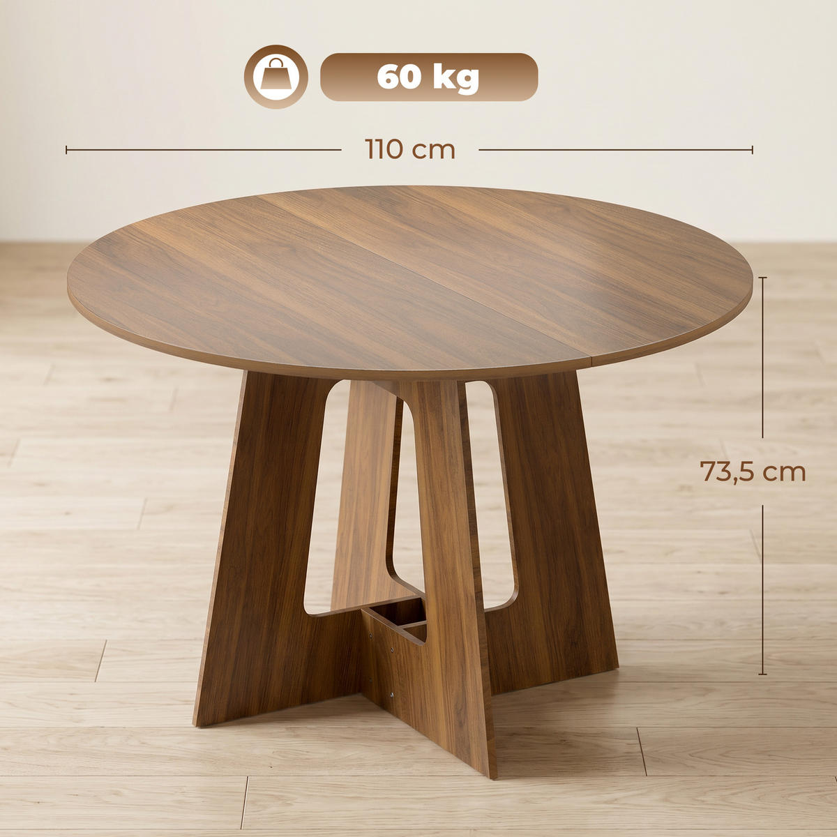 ESSTISCH Braun 1 Stück - Braun, Kunststoff (110/110/73.5cm) - GiPP
