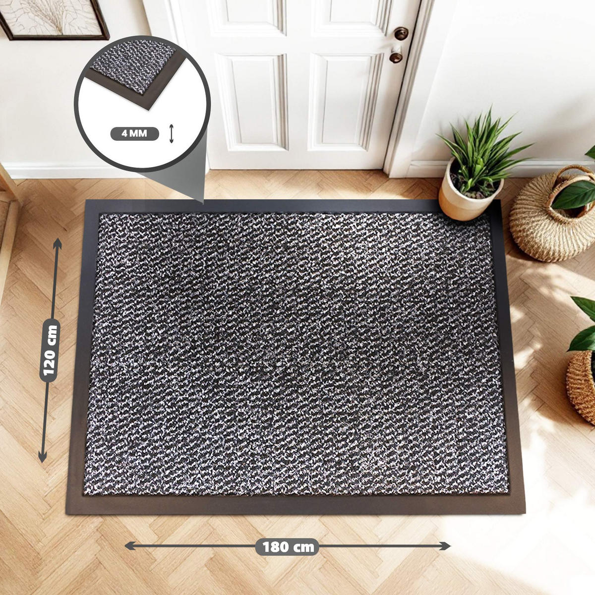 SCHMUTZFANGMATTE PALERMO - Grau, Textil (120/180cm) - WohnDirect