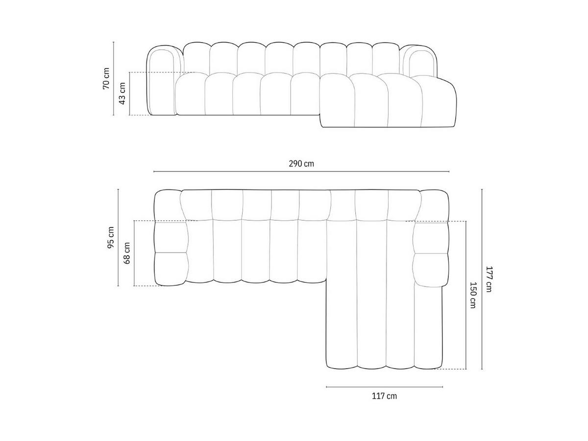 ECKSOFA modular rechts Lupine aus Chenille-Stoff beige 4 Sitzplätze - Beige, Textil (177/290cm) - Micadoni