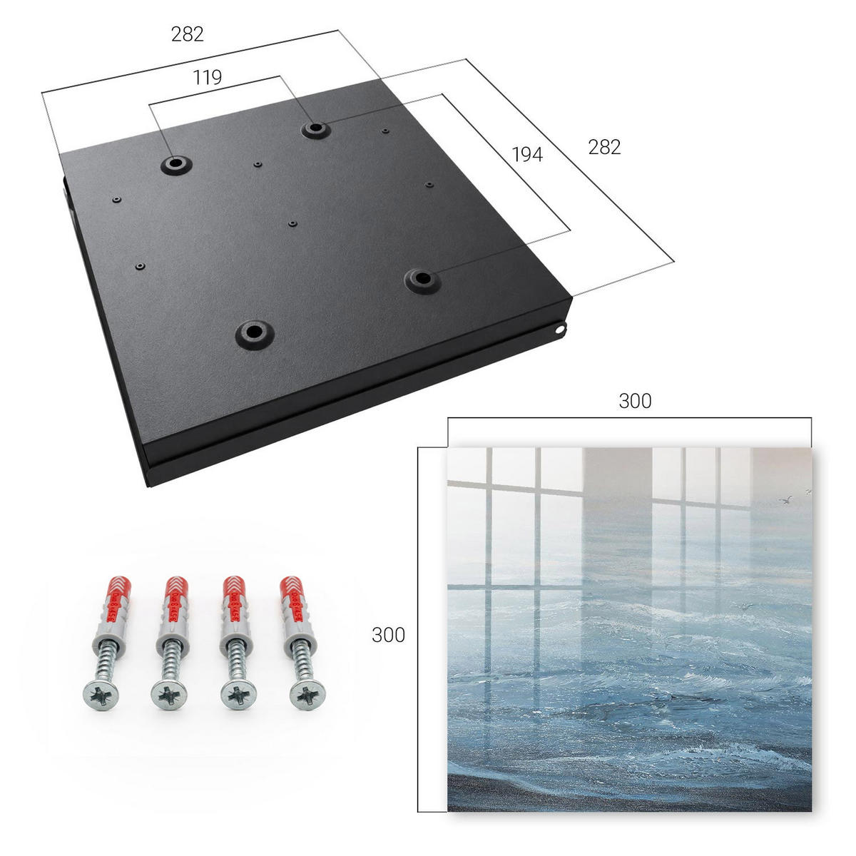 SCHLÜSSELBOX Schwarz 30x30 cm- Türöffnung nach rechts - Maritime Harmonie - Blau, Metall (30/30/5cm) - TULUP