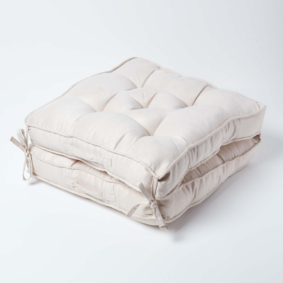 SITZKISSEN Velours klappbar 50/50/10 cm – creme - Creme, Textil (50/50/10cm) - Homescapes