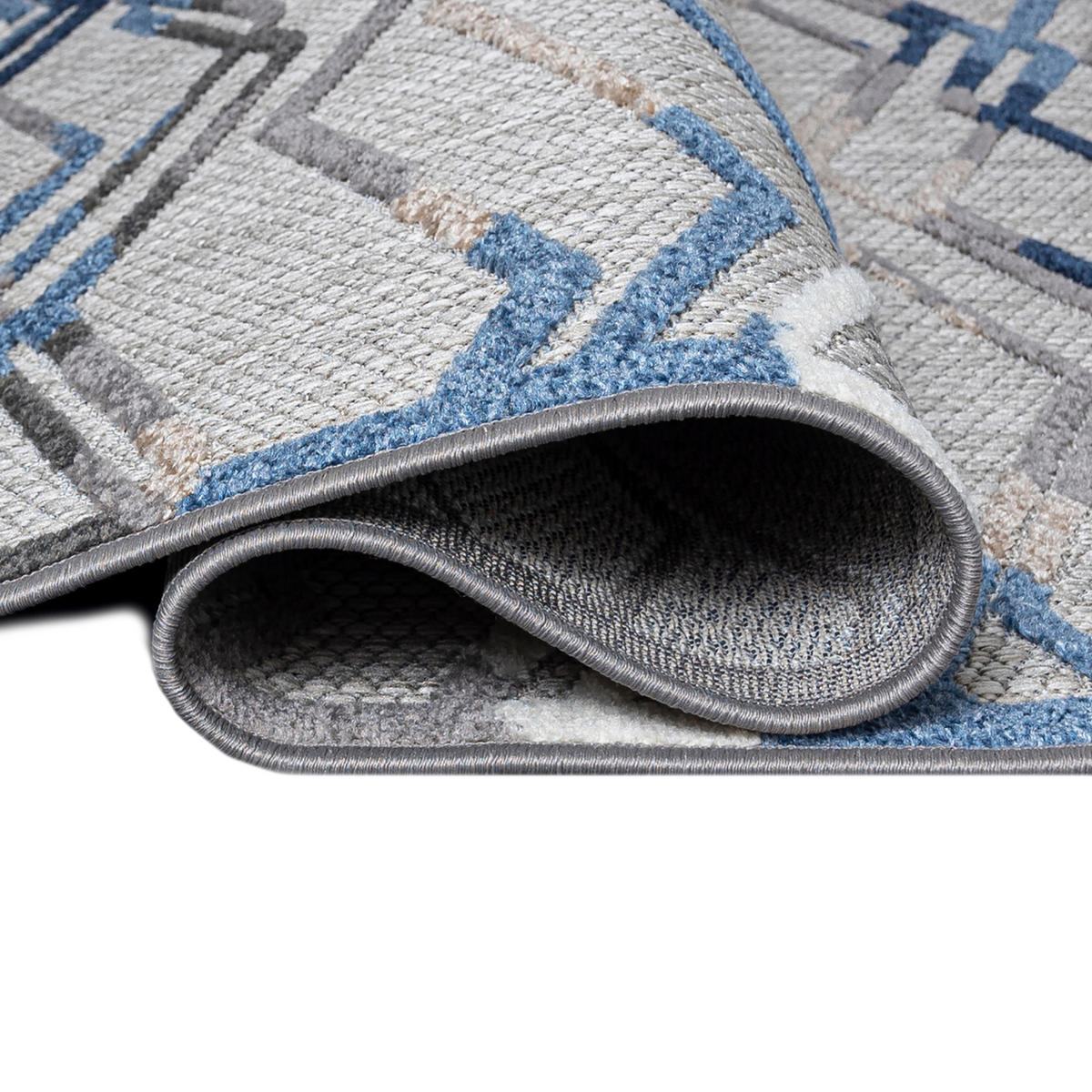 TEPPICH In-Outdoor Blau Abstract, Streifen - Kurzflor Rechteckig Grau - 160 x 230 cm - Blau, Textil (160/230cm) - Mazovia