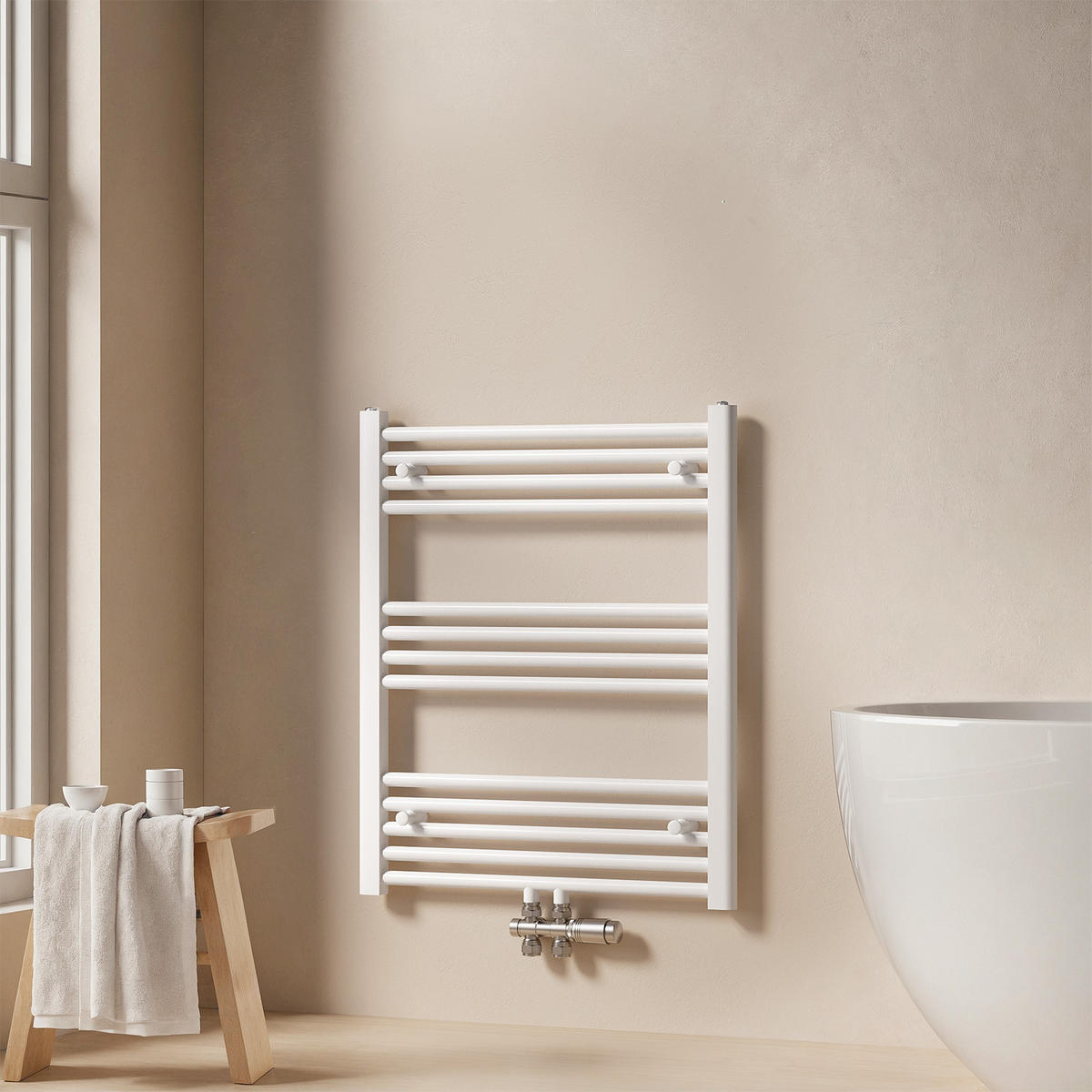 HEIZKÖRPER Handtuchheizkörper wasserführend 75/60/3 cm - Weiß, Metall (60/75/3cm) - EMKE