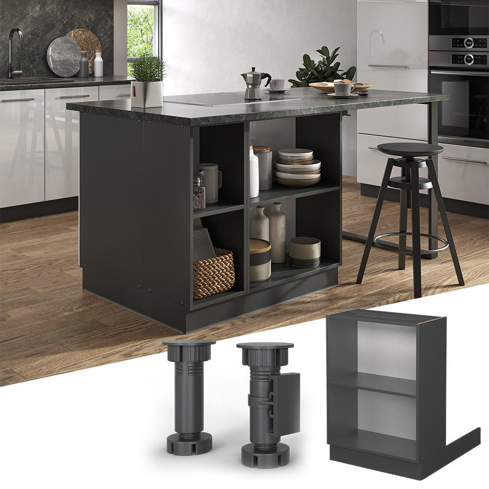 KÜCHENINSEL Fame-Line Anthrazit 60 cm ohne AP - Anthrazit, Holzwerkstoff (60/82/70cm) - Vicco