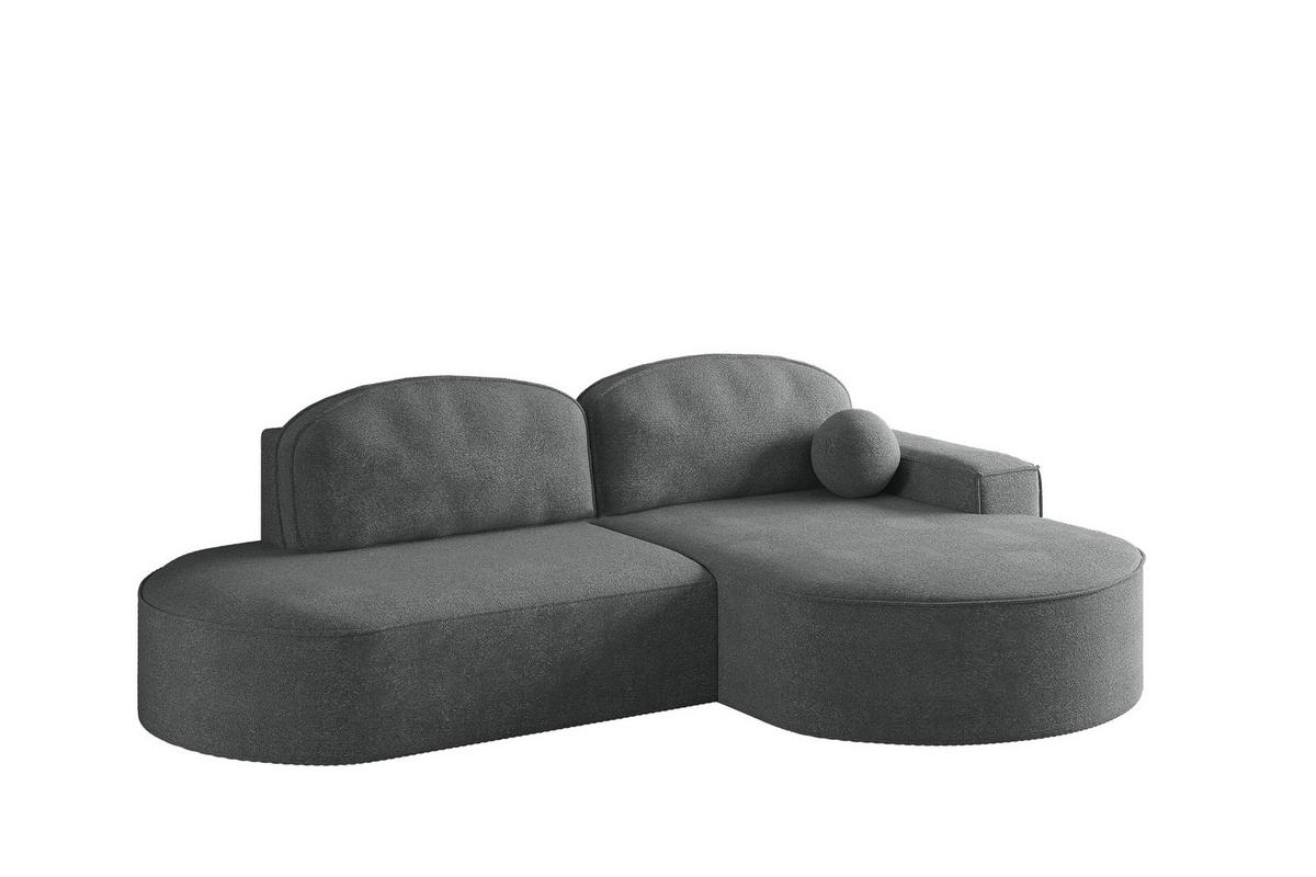 ECKSOFA mit Schlaffunktion und Bettkasten Modena Runden stoff Arena Anthrazit Rechts - Anthrazit, Holz (278/179cm) - Kaiser Möbel