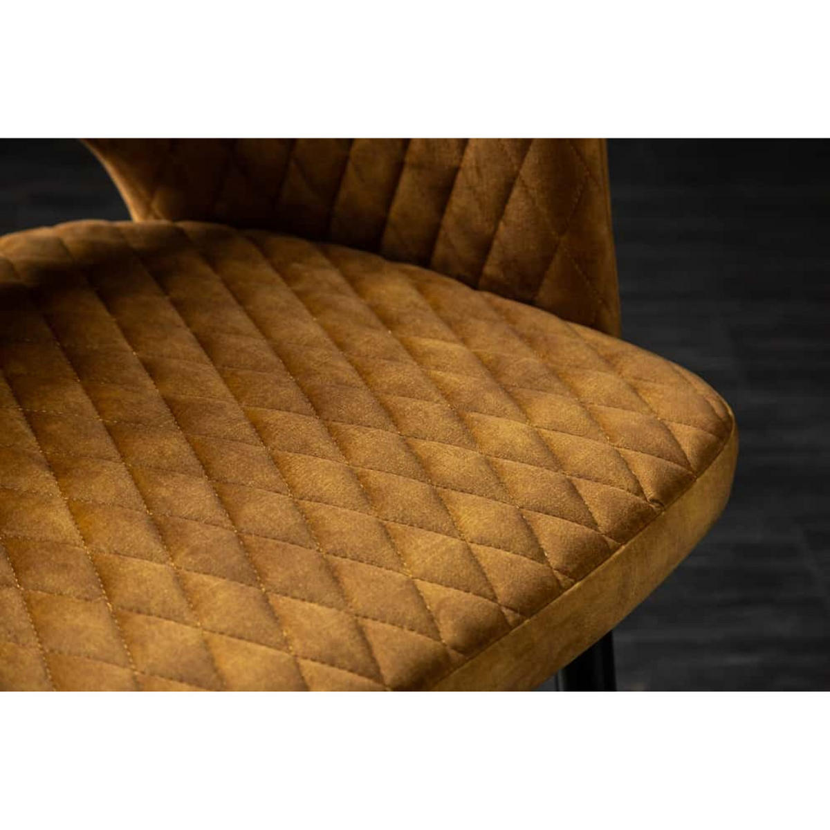 STUHL PARIS Samt Senfgelb, Gold - Gelb/Goldfarben, Textil/Metall (56/81/57cm) - riess-ambiente
