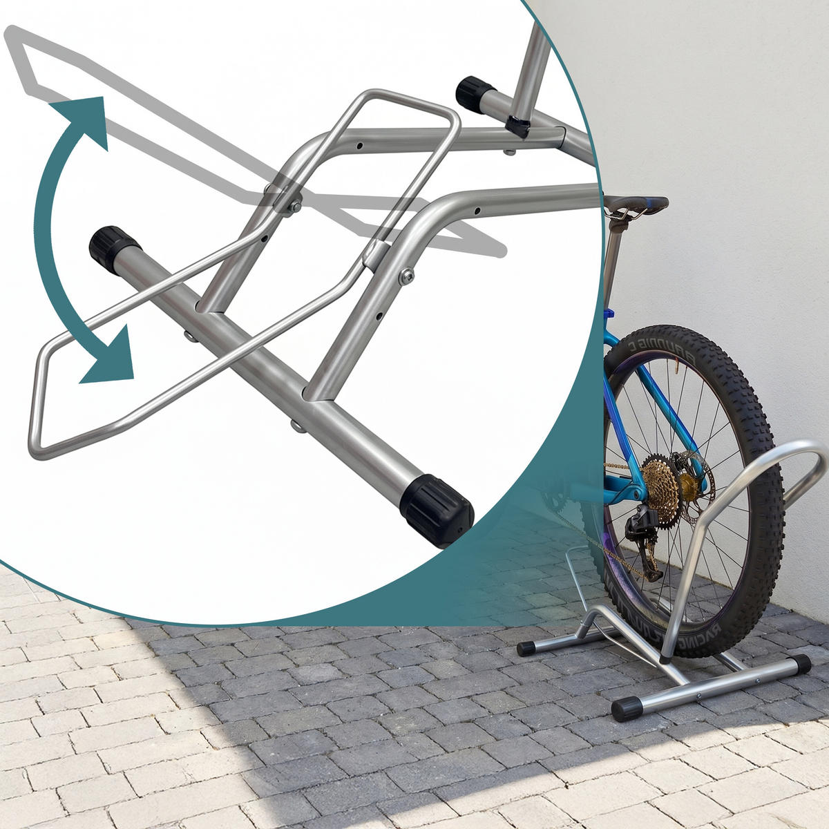 FAHRRADSTÄNDER Silber Stahl bis 29 Zoll - Silberfarben, Metall (41/72.5/44.5cm) - Relaxdays