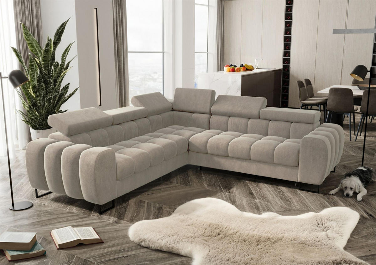 ECKSOFA Bastien Mit Schlaffunktion - Beige, Holzwerkstoff/Textil (260/260cm) - Fun Möbel