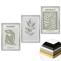 WANDBILDER 3er Set - 40x60 cm Silberner Rahmen - Matisse Aquarell Boho-Design - Silberfarben, Kunststoff (40/60cm) - ArtPrintCave