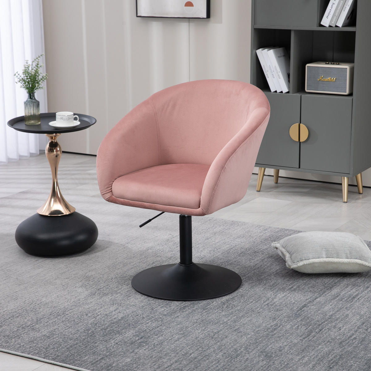LOUNGESESSEL JAMAIKA mit Armlehnen Samt - Altrosa, Textil (59/95/59cm) - SVITA