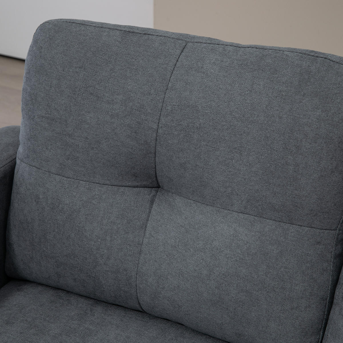 ECKSOFA Couch mit Umkehrbar Chaiselongue Sofa L Form mit Leinenoptik Dunkelgrau - Dunkelgrau, Kunststoff (130/186cm) - HOMCOM