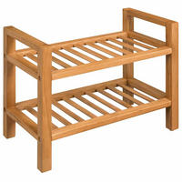 SCHUHREGAL Mit 2 Etagen 50/27/40 Cm Massivholz Eiche - Braun, Holz (50/40/27cm) - vidaXL