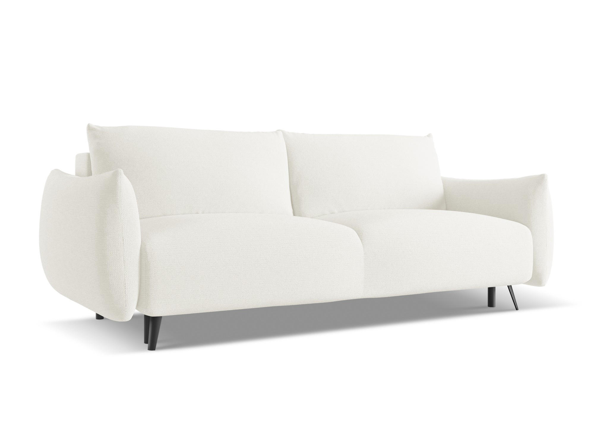 3-SITZER SOFA mit Schlaffunktion Chenille Stoff Weiß - Schwarz/Weiß, Textil/Metall (230/86/105cm) - Makamii