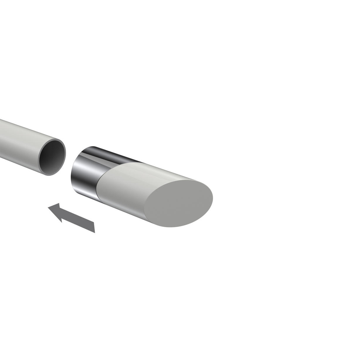 ENDSTÜCKE FÜR GARDINENSTANGEN 20 mm Ø, Verano Chrom/Weiß, Packung 2 Stück - Chromfarben/Weiß, Metall (6.1/2.5/2.5cm) - INTERDECO