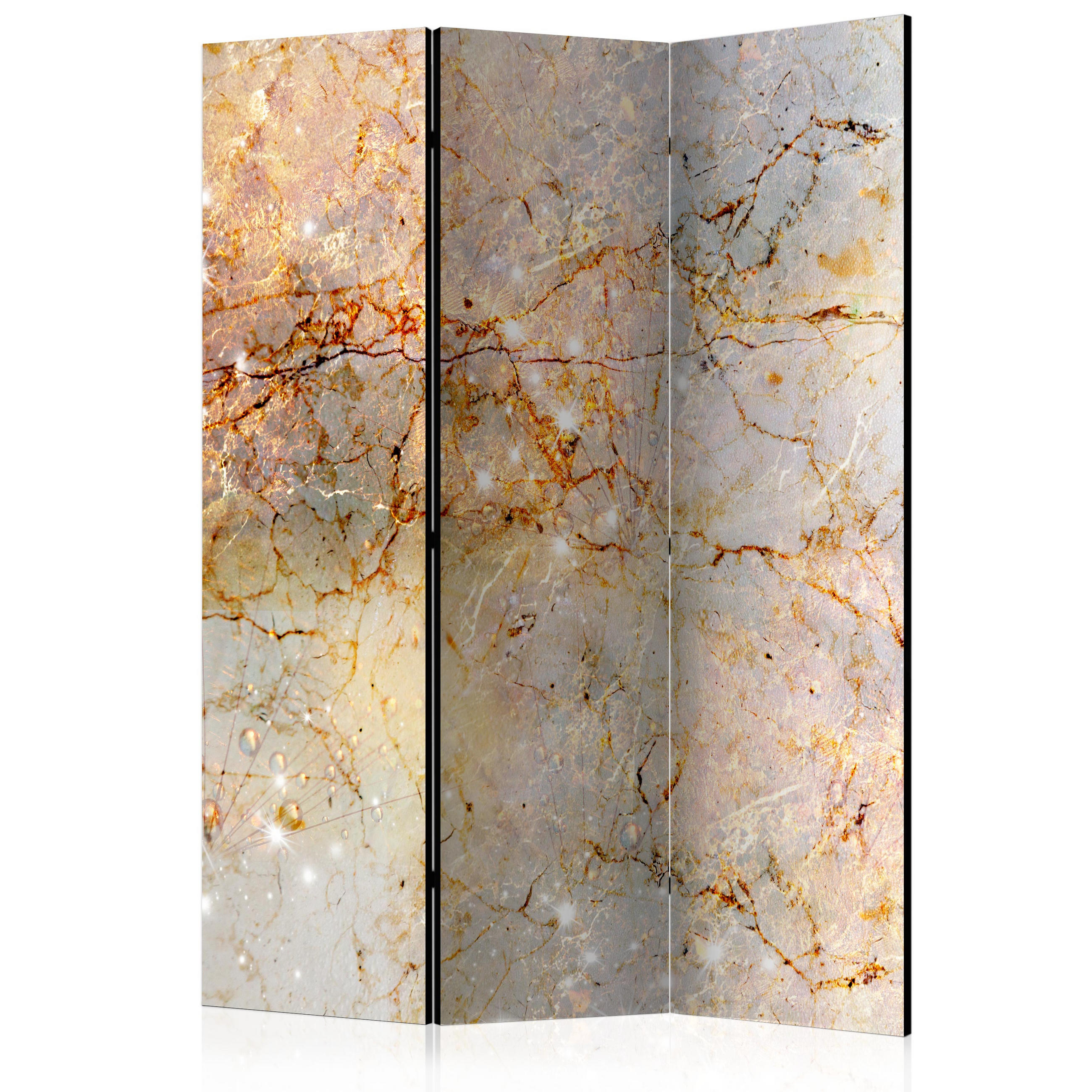 PARAVENT Einseitig Bedruckter 3-tlg 135x172 cm Klassischer Marmor - Beige, Holz/Textil (135/172/3cm) - Muralo