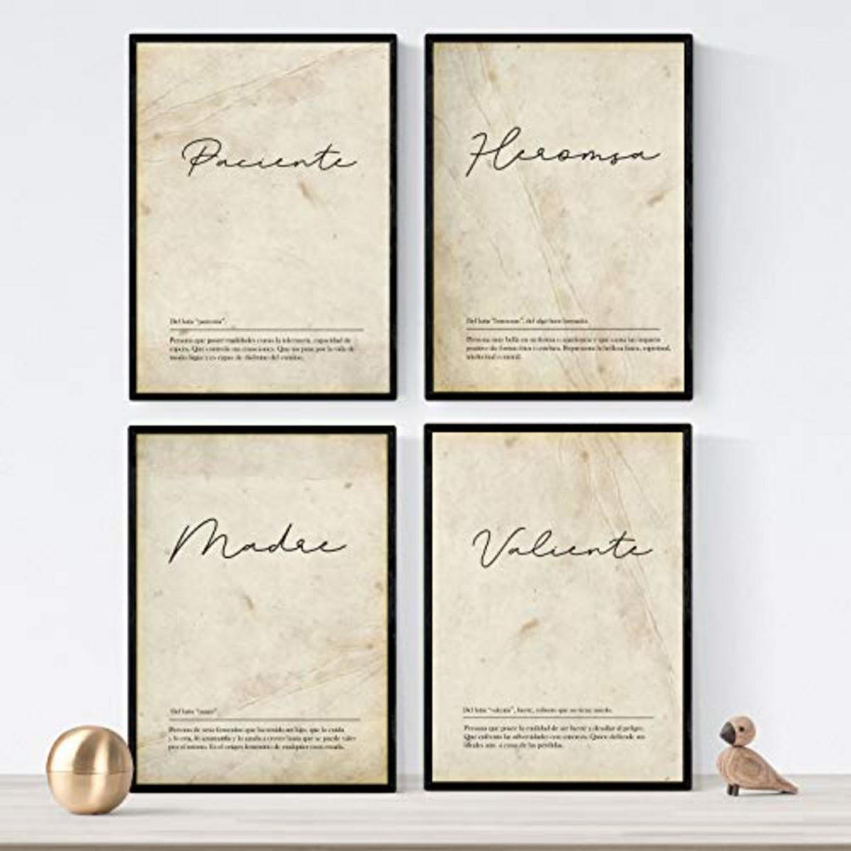 POSTER Set mit 4 Wortdefinitionen Mutter Weißen Nordic A4 Rahmenlos - Klar, Papier (29.7/3cm) - Nacnic