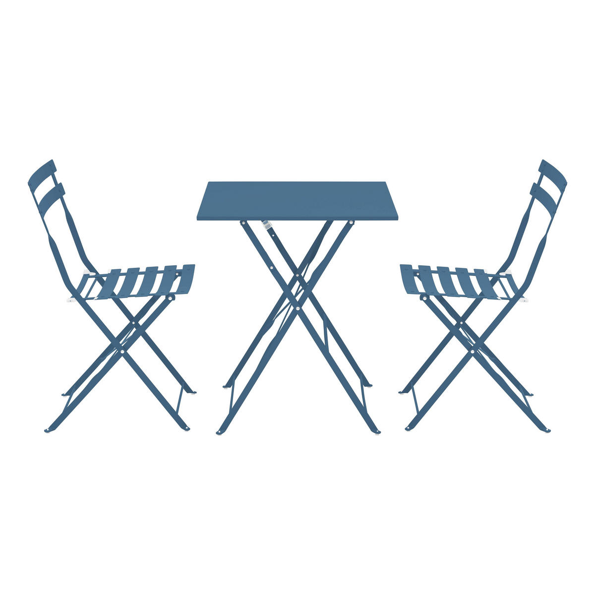 GARTENSET, klappbar, Pazifikblau - Blau, Metall - Oviala