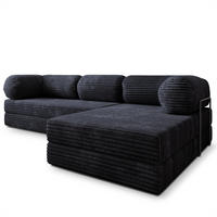 ROHOVÁ SEDAČKA ETERA modulární Boneless pohovka s funkcí spaní, černá TILIA 100 - černá, textil (270/160cm) - MASSENO
