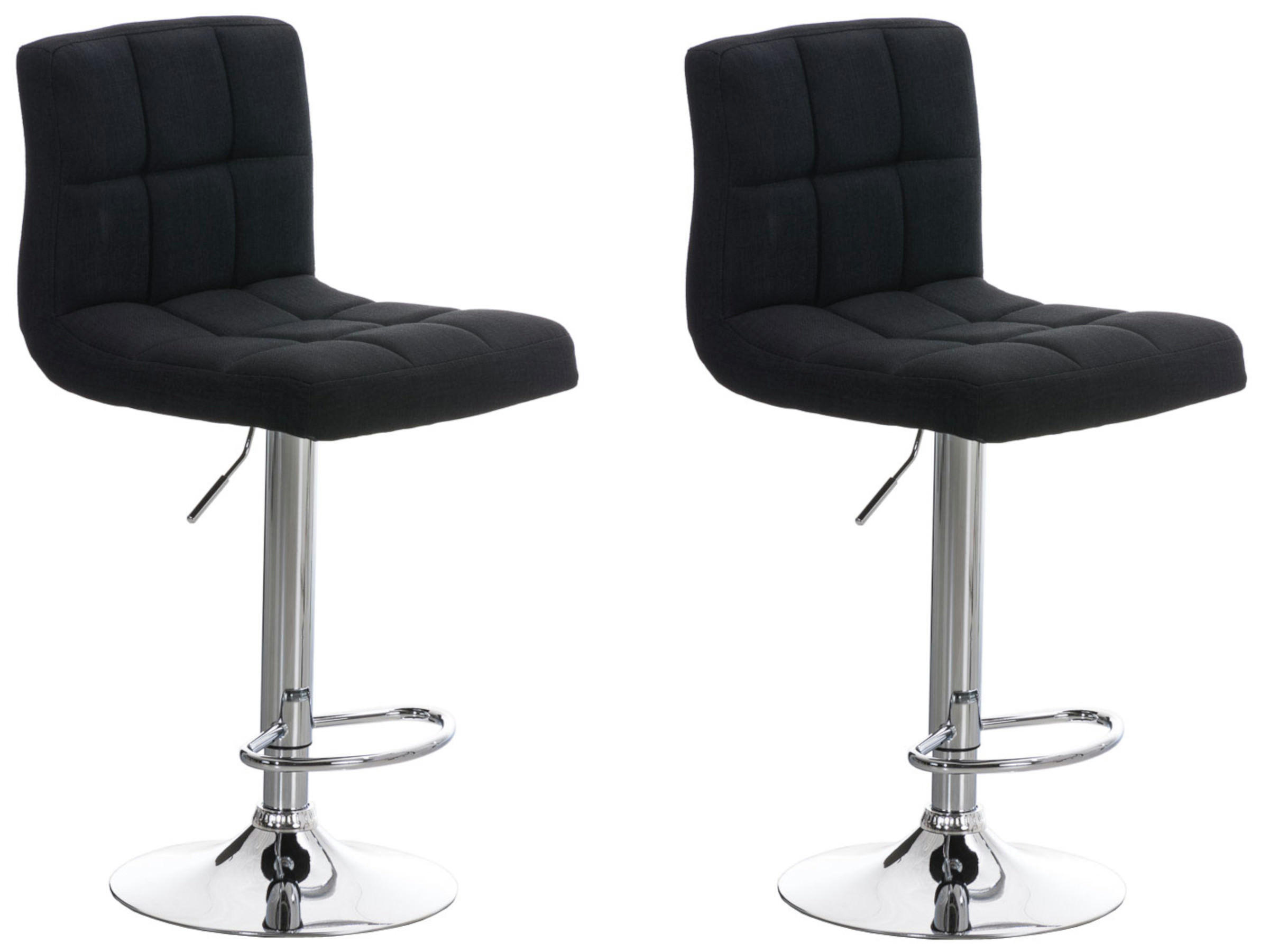 BARHOCKER 2er Set Stoff schwarz - Chromfarben/Schwarz, Textil/Metall (46/94/47cm) - CLP