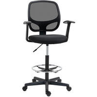 DREHSTUHL 60/56/110-132 cm schwarz aus Schaumstoff höhenverstellbar mit Fußring - Schwarz, Kunststoff (56/132/60cm) - OKWISH
