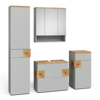 BADMÖBEL-SET Eden Grau/Artisan 4 Teile - Hellgrau/Grau, Holzwerkstoff (70/64.5/37cm) - Vicco
