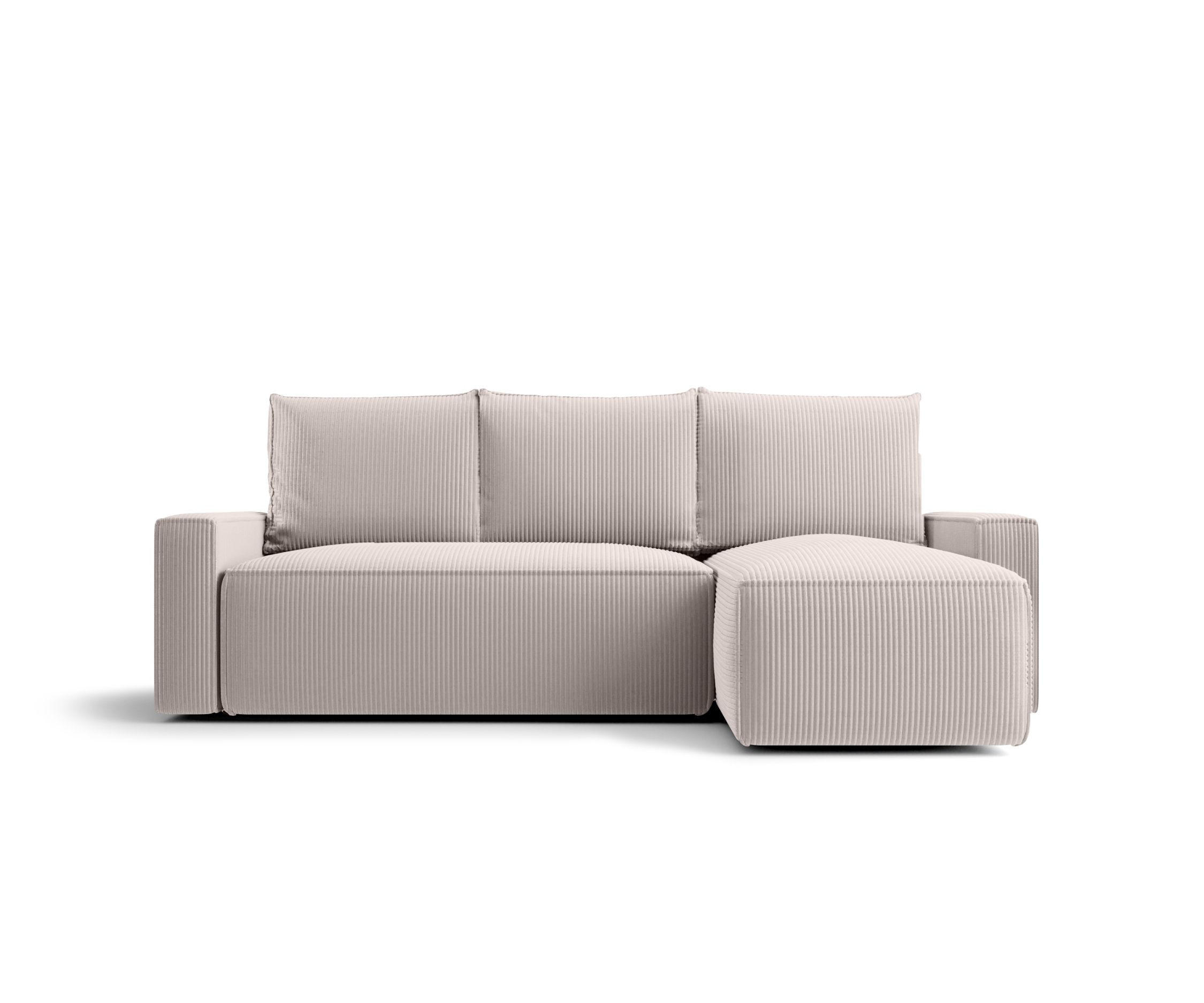 ECKSOFA mit Schlaffunktion SAVIO Poso 100 Rechts - Ecru, Textil (232/140cm) - Bedante