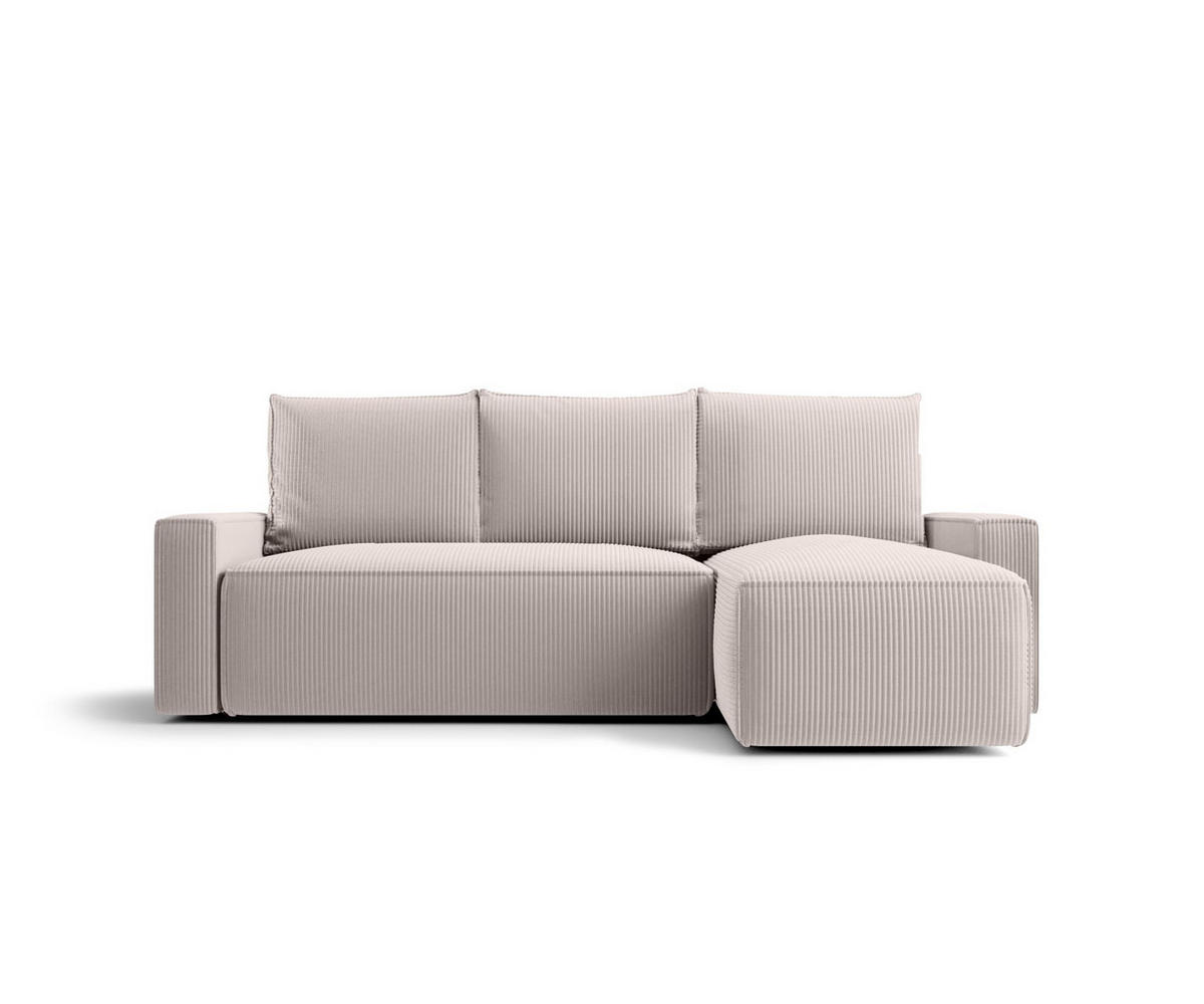 ECKSOFA mit Schlaffunktion SAVIO Poso 100 Rechts - Ecru, Textil (232/140cm) - Bedante