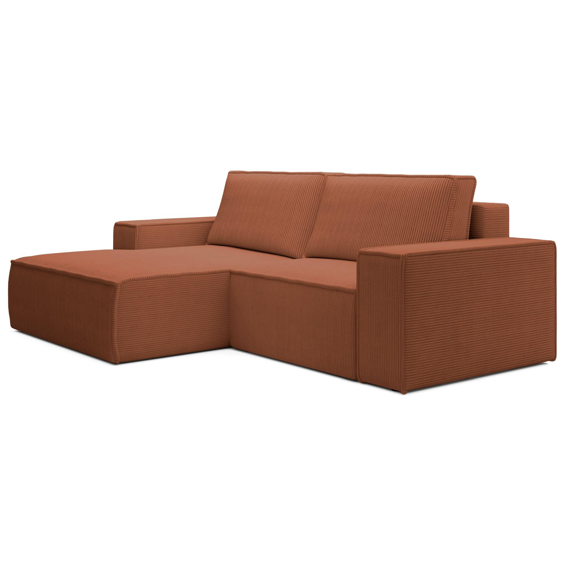 ECKSOFA Farese Mini mit Cordbezug Rostrot, links - Schwarz/Kupferfarben, Textil (240/167cm) - Selsey